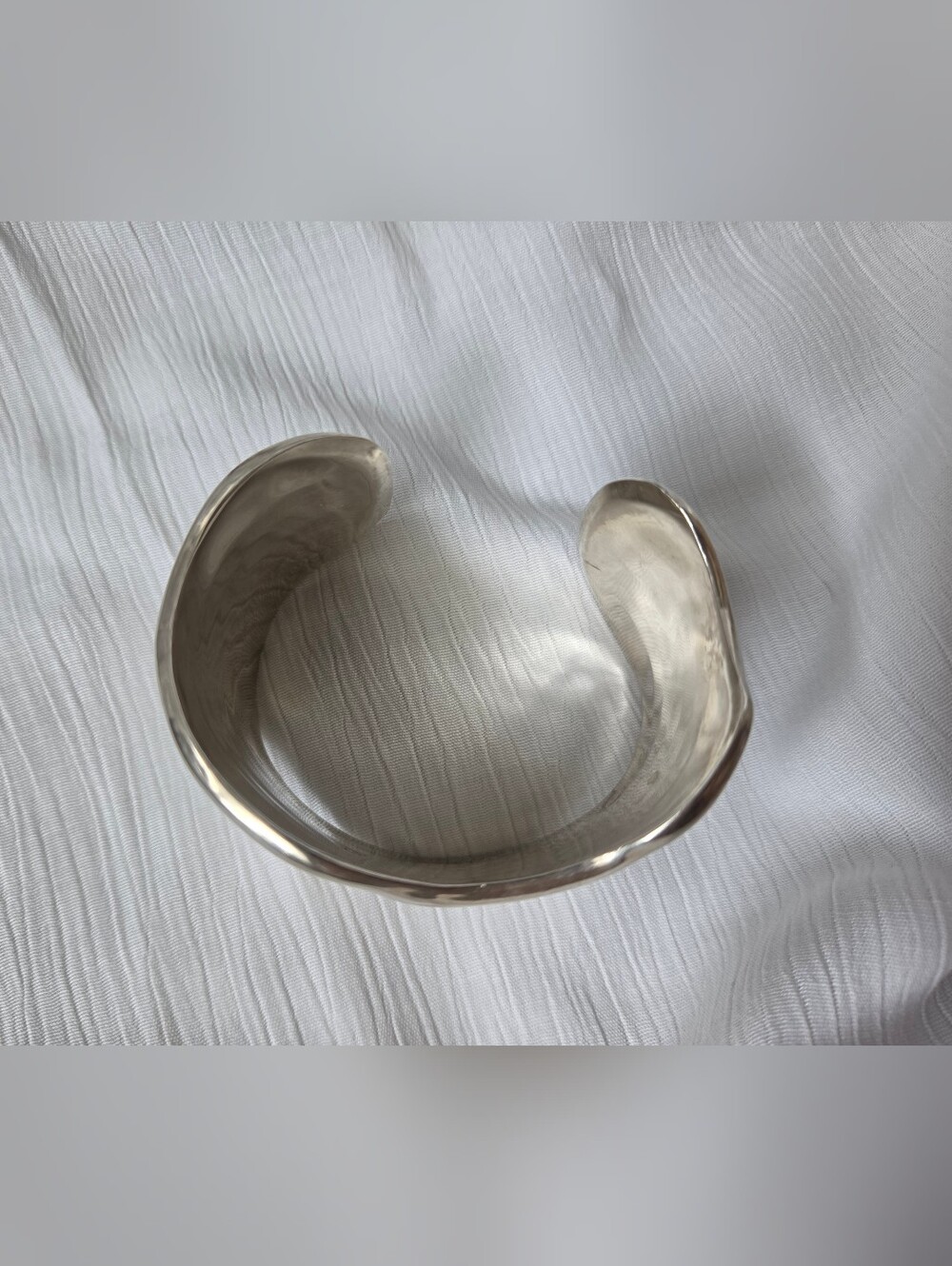 Vintage Sterling Silver Ribbed Beveled Wavy 4cm Wide Cuff Statement Bracelet 64g - Picture 11 of 17